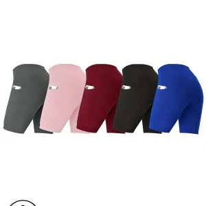 Women's 5pcs High-Waisted Hip-Raising Tummy-Controlling Exercise Shorts