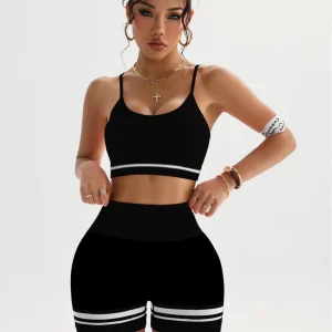 2 Piece Seamless Sports Bra and High Waist Gym Shorts