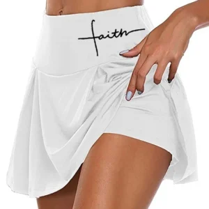 Women Pleated Crossover High Waisted Tennis Skirt with Pockets